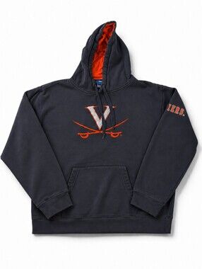 VINTAGE UVA Virginia Cavaliers Pullover Hoodie Navy Orange Campus Heritage